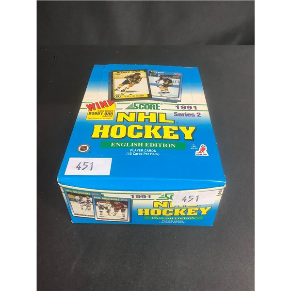 BOX OF SEALED SCORE 1991 SERIES 2 NHL HOCKEY CARD PACKS