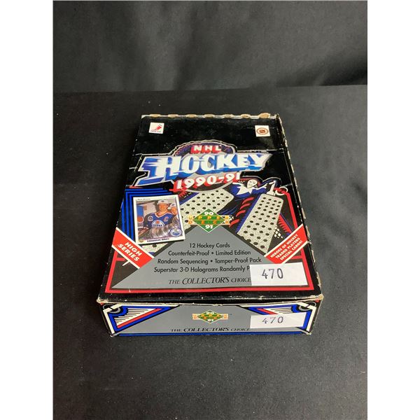 BOX OF SEALED 1990-1991 UPPER DECK HOCKEY CARD PACKS