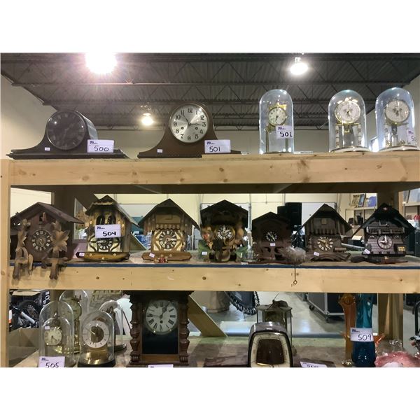 SHELF LOT OF CUCKOO CLOCKS