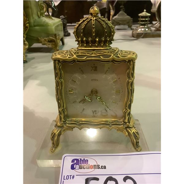 BRASS AND GLASS CLOCK