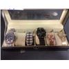 Image 1 : 6 WATCH CASE WITH 4 ASSORTED WATCHES FOR PARTS AND REPAIR