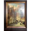 Image 2 : FRAMED ORIGINAL OIL ON PANEL TITLED "STREET SCENE" BY VROLIJK, JACOBUS ADRIANUS (1834-1862) 8X10"