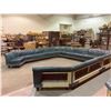 Image 2 : 7 PIECE GREEN SECTIONAL WOOD & LEATHER COUCH SET