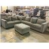 Image 1 : *TESTED WORKING* 2 PIECE FABRIC SECTIONAL USB CHARGING SOFA WITH STORAGE OTTOMAN