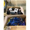 Image 1 : BOX OF SAFETY HARNESSES, AND BOX OF ASSORTED AUDIO, AND CAMERA CASES