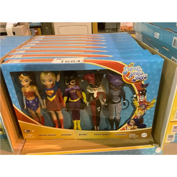 8 BOXES OF SUPER HERO GIRLS, WONDER WOMAN, SUPERGIRL, BATGIRL, HARLEY QUINN, AND CATWOMAN