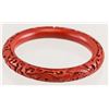Image 1 : Chinese Red Lacquer Carved Bangle