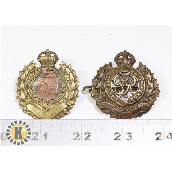 #444 LOT OF 2 ENGLAND CANADA WWII CAP BADGES