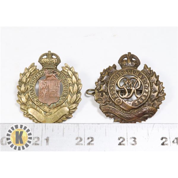 #444 LOT OF 2 ENGLAND CANADA WWII CAP BADGES