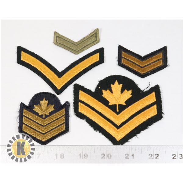 #481  LOT OF 5 CHEVRON RANK INSIGNIA CANADA ARMY