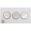 Image 1 : #520  LOT OF 3 SILVER CANADA 25 CENT COINS 1965