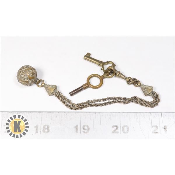 #540 VINTAGE POCKET WATCH CHAIN KEYS