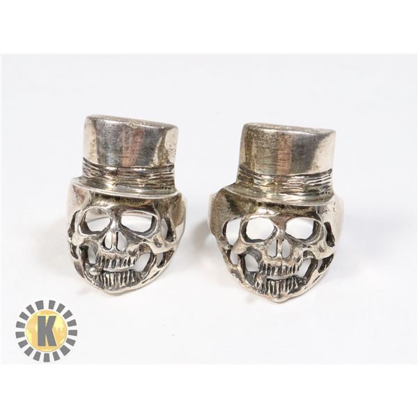 #547 VINTAGE 2 SKULL TOP HAT RINGS