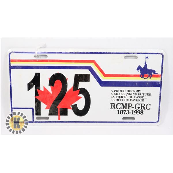 #578 RCMP MOUNTED POLICE 1873-1998 LICENSE PLATE