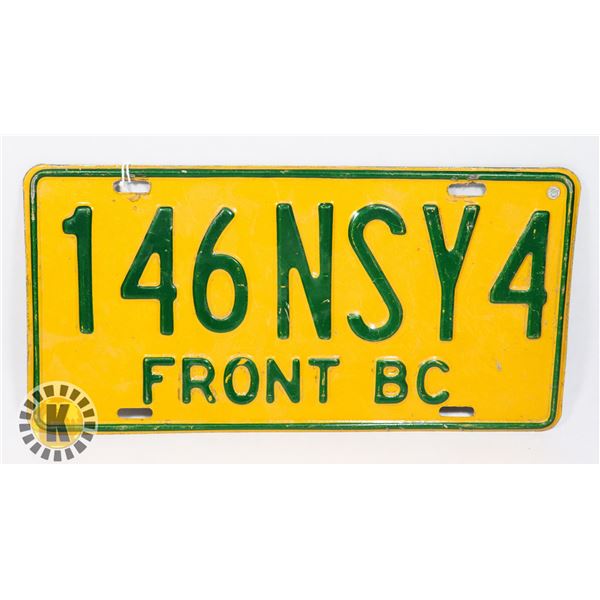 #579 BRITISH COLUMBIA FRONT BC 146NSY4 LICENCE