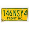 Image 1 : #579 BRITISH COLUMBIA FRONT BC 146NSY4 LICENCE