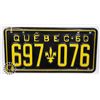 Image 1 : #586 QUEBEC 1960 LICENCE PLATE 697 076 CANADA