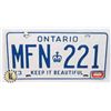 Image 1 : #587 ONTARIO 1973 LICENCE PLATE MFN 221 KEEP