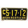 Image 1 : #592 NOVA SCOTIA 1965 LICENCE PLATE C5 17 12