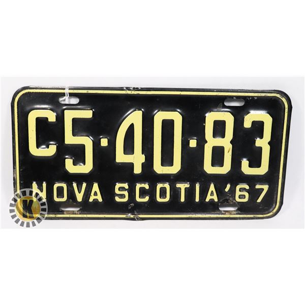 #593 NOVA SCOTIA 1967 LICENCE PLATE C5 40 83