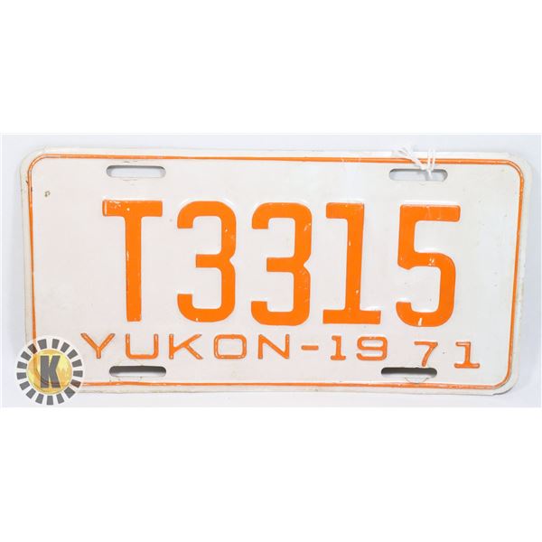 #596 YUKON 1971 LICENCE PLATE T3315 CANADA AUTO