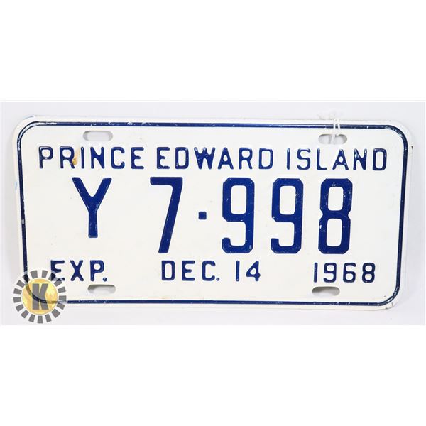 #601 PRINCE EDWARD ISLAND 1968 LICENCE PLATE