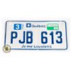 Image 1 : #612 QUEBEC 1989 LICENCE PLATE PJB613  SMALL SIZE