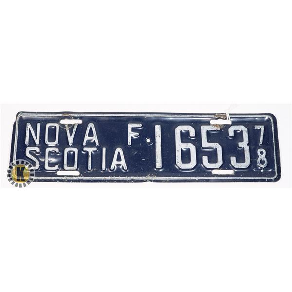 #614 NOVA SCOTIA 1978 LICENCE PLATE F 1653