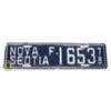 Image 1 : #614 NOVA SCOTIA 1978 LICENCE PLATE F 1653