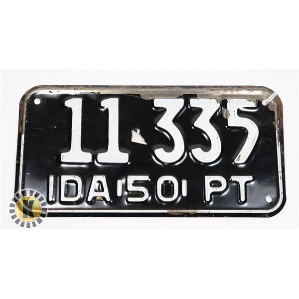 #621 IDAHO 1950 SMALL SIZE LICENCE PLATE