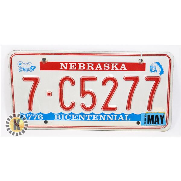 #625 U.S.A. LICENCE PLATE 1976 NEBRASKA 7-C5277