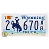Image 1 : #626 U.S.A. LICENCE PLATE 1994 WYOMING TRUCK