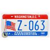 Image 1 : #629 U.S.A. LICENCE PLATE 1981 WASHINGTON D.C.