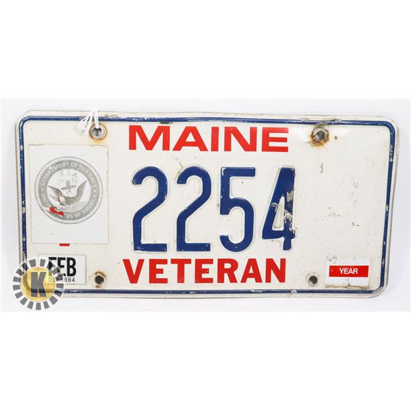 #630 U.S.A. LICENCE PLATE MAINE VETERAN