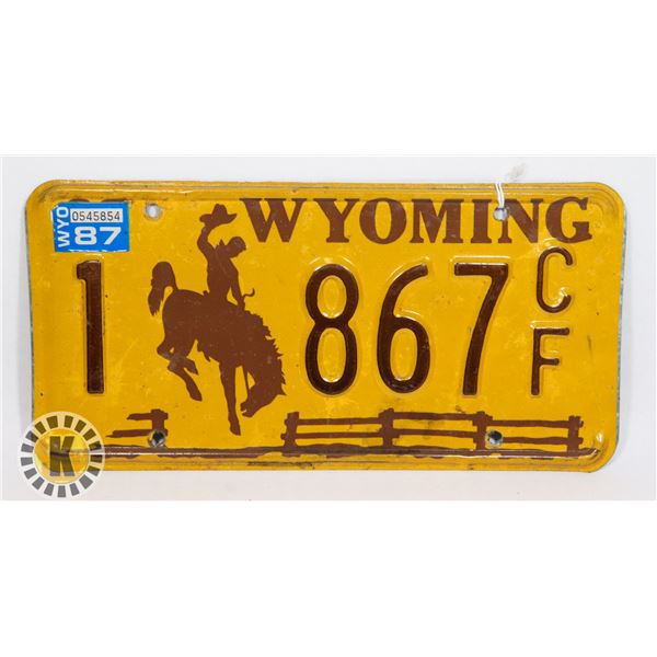 #638 U.S.A. LICENCE PLATE 1987 WYOMING 1867CF