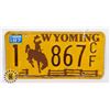 Image 1 : #638 U.S.A. LICENCE PLATE 1987 WYOMING 1867CF