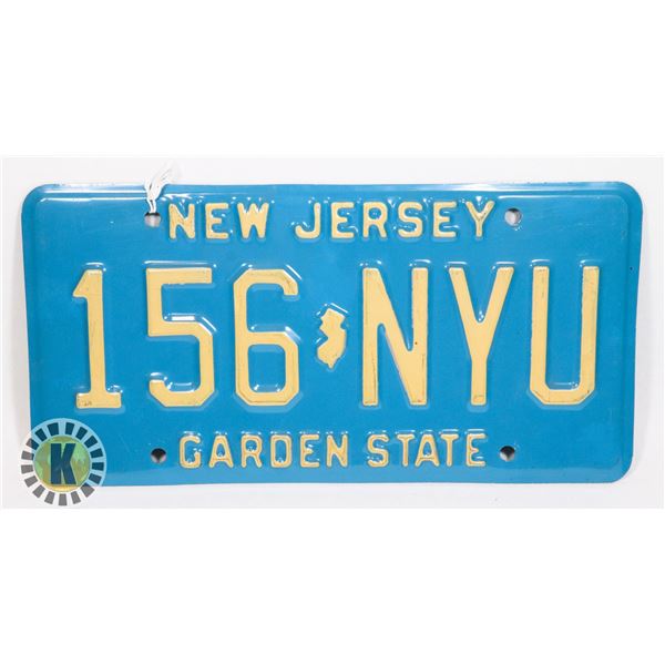 #639 U.S.A. LICENCE PLATE NEW JERSEY 1981 156 NYU