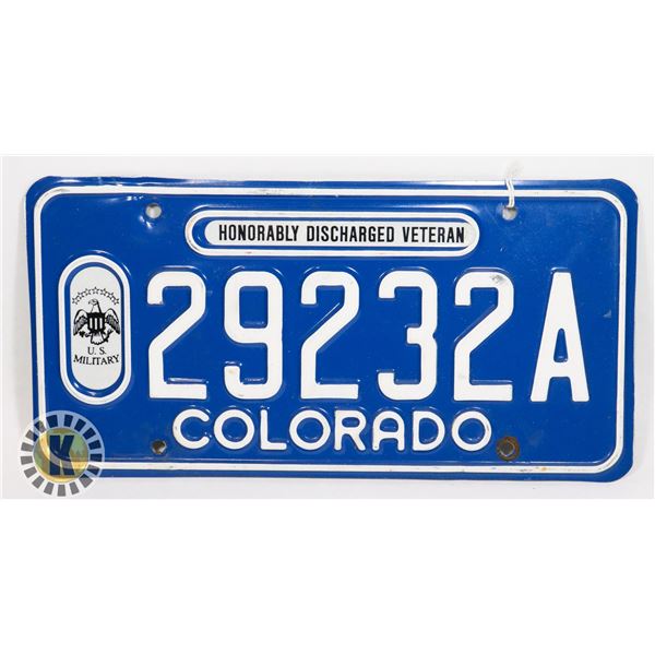 #642 U.S.A. LICENCE PLATE COLORADO U.S. MILITARY