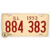 Image 1 : #643 U.S.A. LICENCE PLATE 1953 ILLINOIS 884383