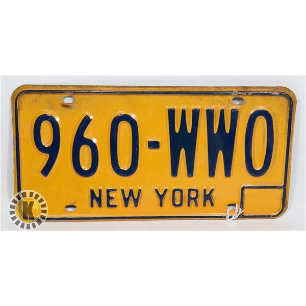 #645 U.S.A. LICENCE PLATE NEW YORK 960-WW0