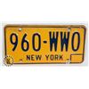 Image 1 : #645 U.S.A. LICENCE PLATE NEW YORK 960-WW0