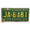 Image 1 : #646 U.S.A. LICENCE PLATE  1959 MICHIGAN WATER