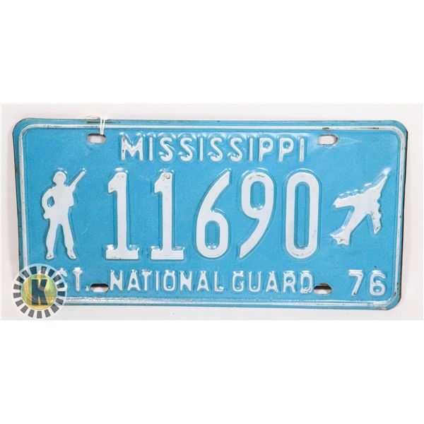 #648 U.S.A. LICENCE PLATE1976 MISSISSIPPI NATIONAL