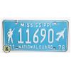 Image 1 : #648 U.S.A. LICENCE PLATE1976 MISSISSIPPI NATIONAL