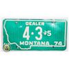 Image 1 : #658 U.S.A. LICENCE PLATE 1974 MONTANA DEALER
