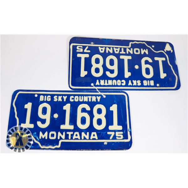 #659 PAIR U.S.A. LICENCE PLATE 1975 MONTANA BIG