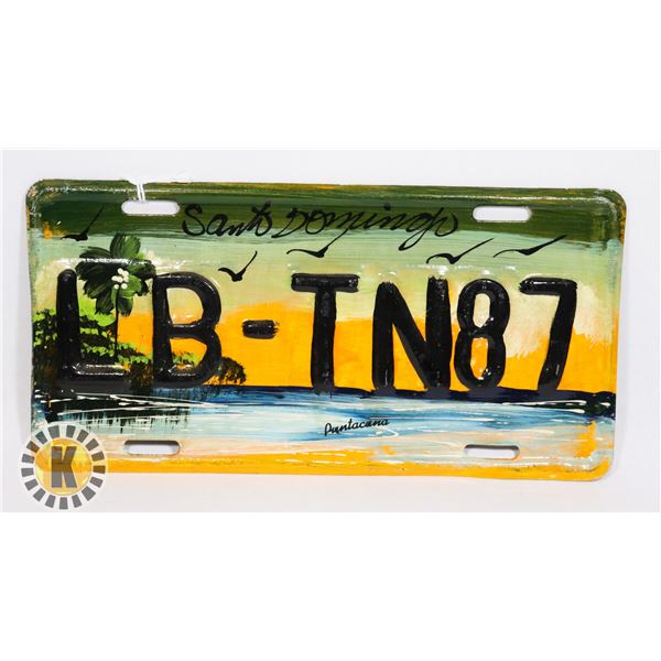 #669  LICENCE PLATE SANTO DOMINGO HAND PAINTED