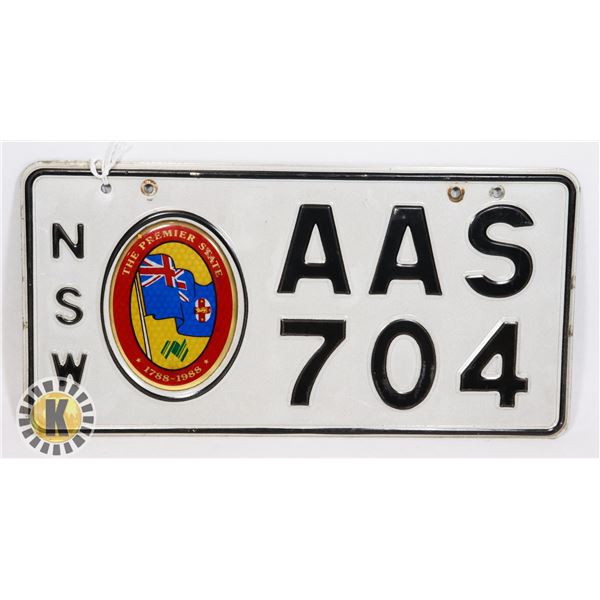 #670  LICENCE PLATE 1988 AUSTRALIA NSW NEW SOUTH