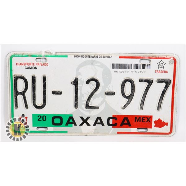 #673  LICENCE PLATE MEXICO OAXACA STATE