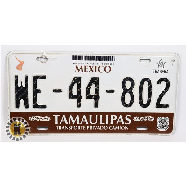 #675  LICENCE PLATE MEXICO TAMAULIPAS STATE